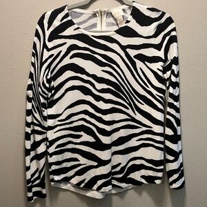 Chico's Women's Printed Mindy Top in a black and white zebra animal print Size 0